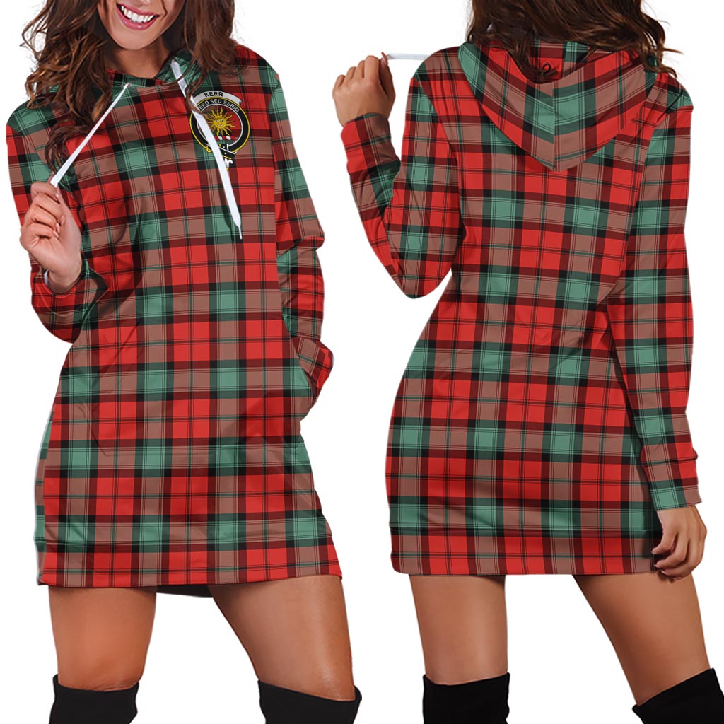 Kerr Ancient Tartan Hoodie Dress with Family Crest - Tartan Vibes Clothing