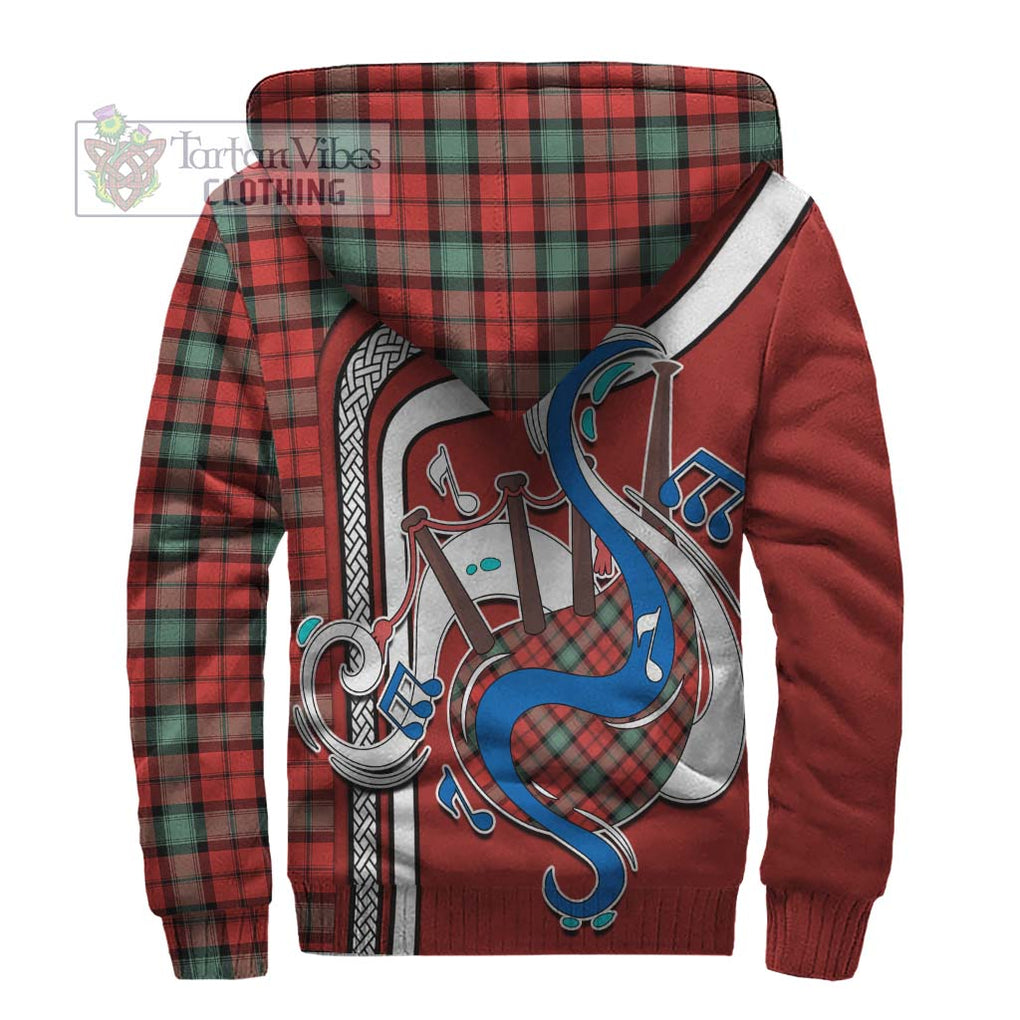 Kerr Ancient Tartan Sherpa Hoodie with Epic Bagpipe Style - Tartanvibesclothing Shop