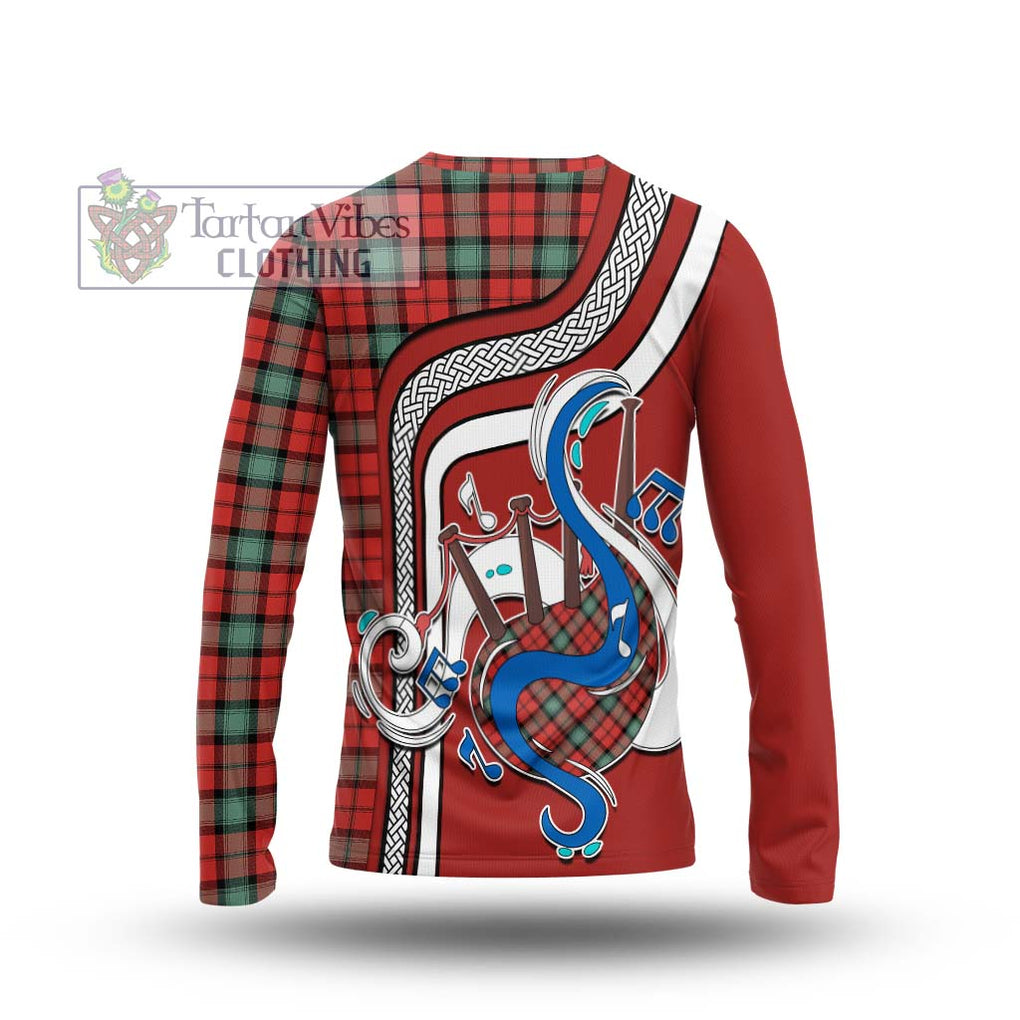 Tartan Vibes Clothing Kerr Ancient Tartan Long Sleeve T-Shirt with Epic Bagpipe Style