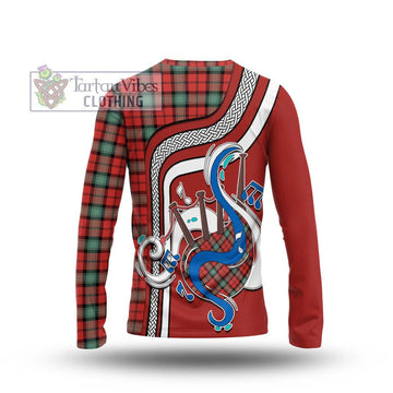 Kerr Ancient Tartan Long Sleeve T-Shirt with Epic Bagpipe Style