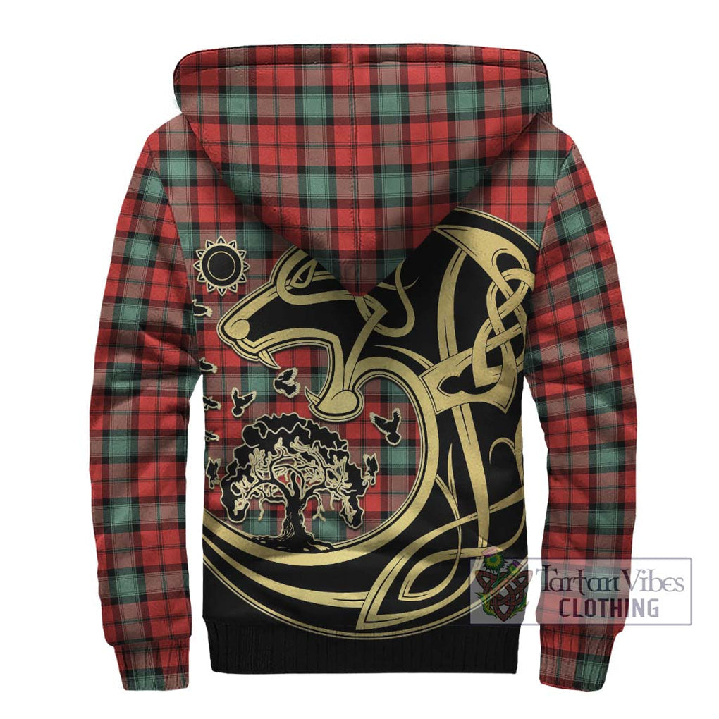 Kerr Ancient Tartan Sherpa Hoodie with Family Crest Celtic Wolf Style - Tartan Vibes Clothing