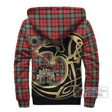 Kerr Ancient Tartan Sherpa Hoodie with Family Crest Celtic Wolf Style