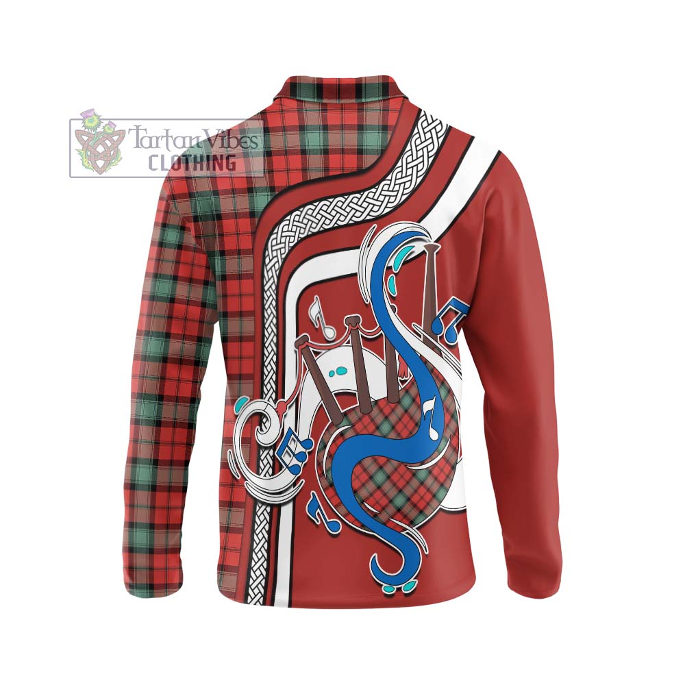 Tartan Vibes Clothing Kerr Ancient Tartan Long Sleeve Polo Shirt with Epic Bagpipe Style