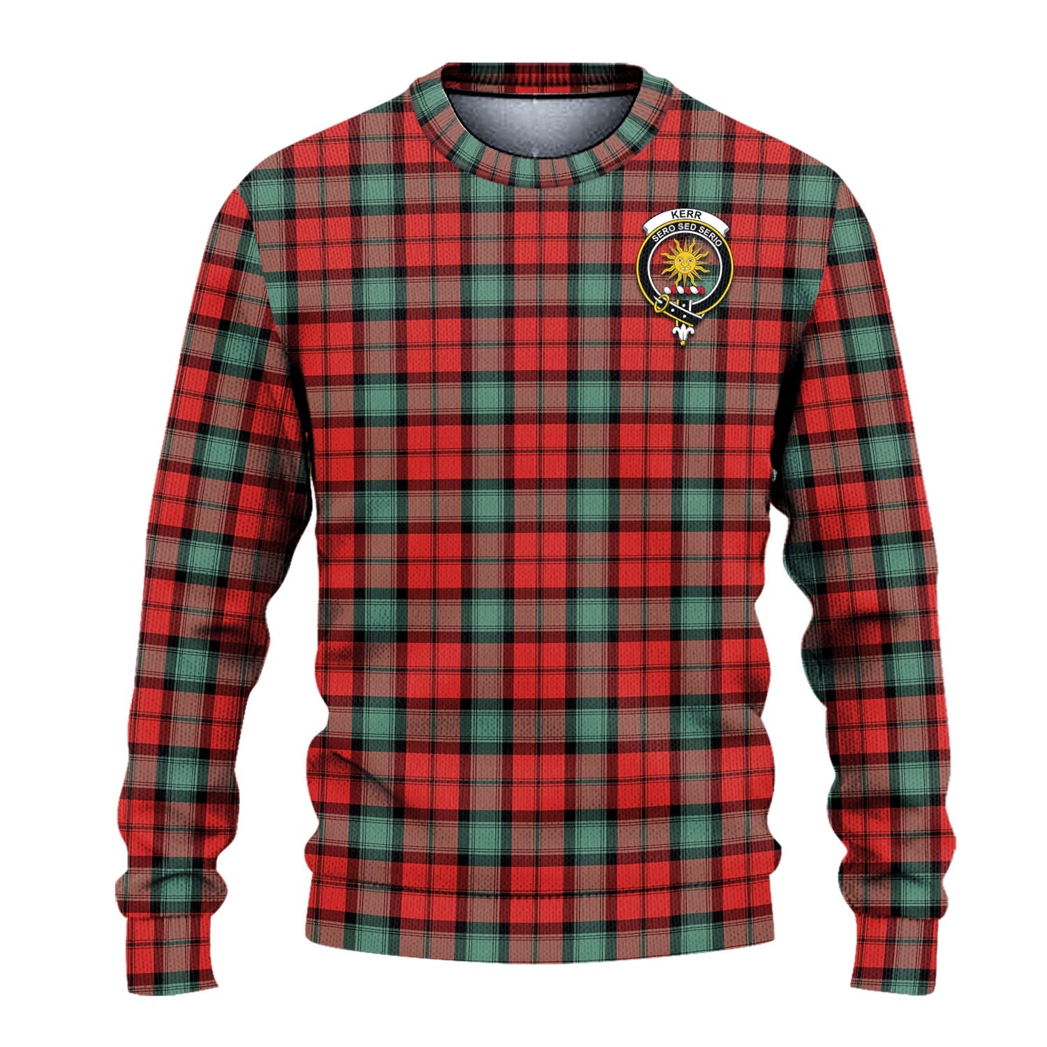 Kerr Ancient Tartan Knitted Sweater with Family Crest - Tartanvibesclothing