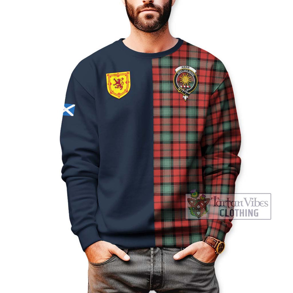 Tartan Vibes Clothing Kerr Ancient Tartan Sweatshirt with Scottish Lion Royal Arm Half Style