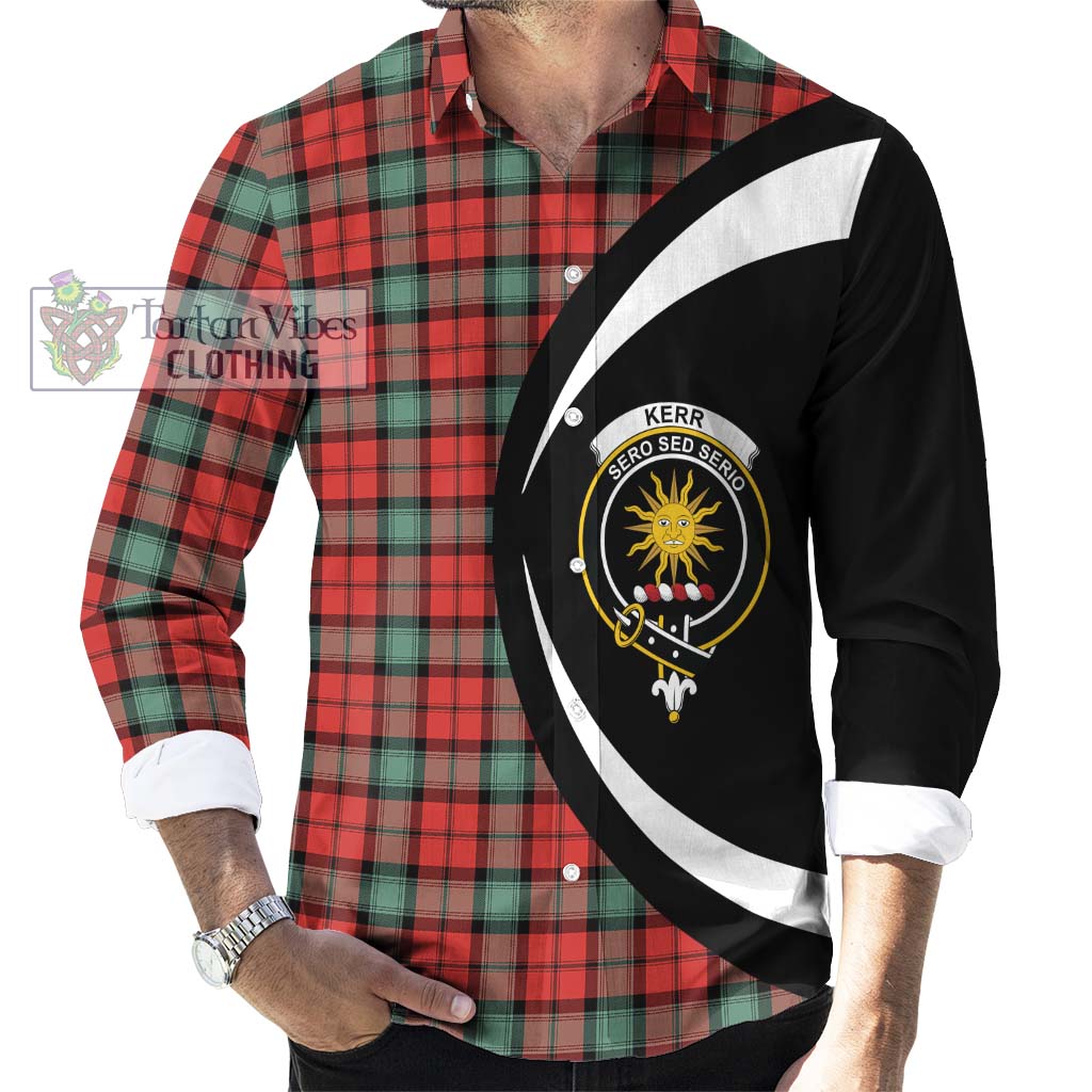 Kerr Ancient Tartan Long Sleeve Button Up with Family Crest Circle Style - Tartan Vibes Clothing