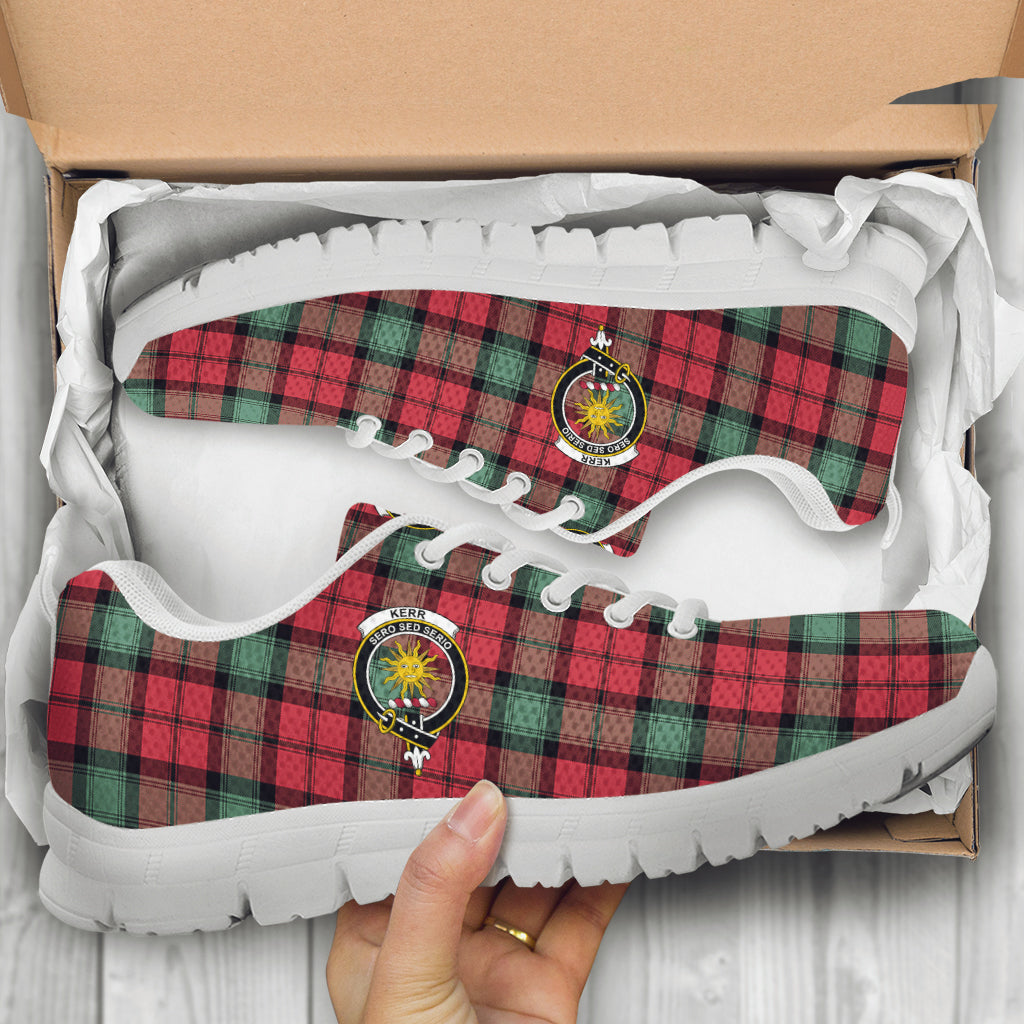 Kerr Ancient Tartan Sneakers with Family Crest - Tartan Vibes Clothing