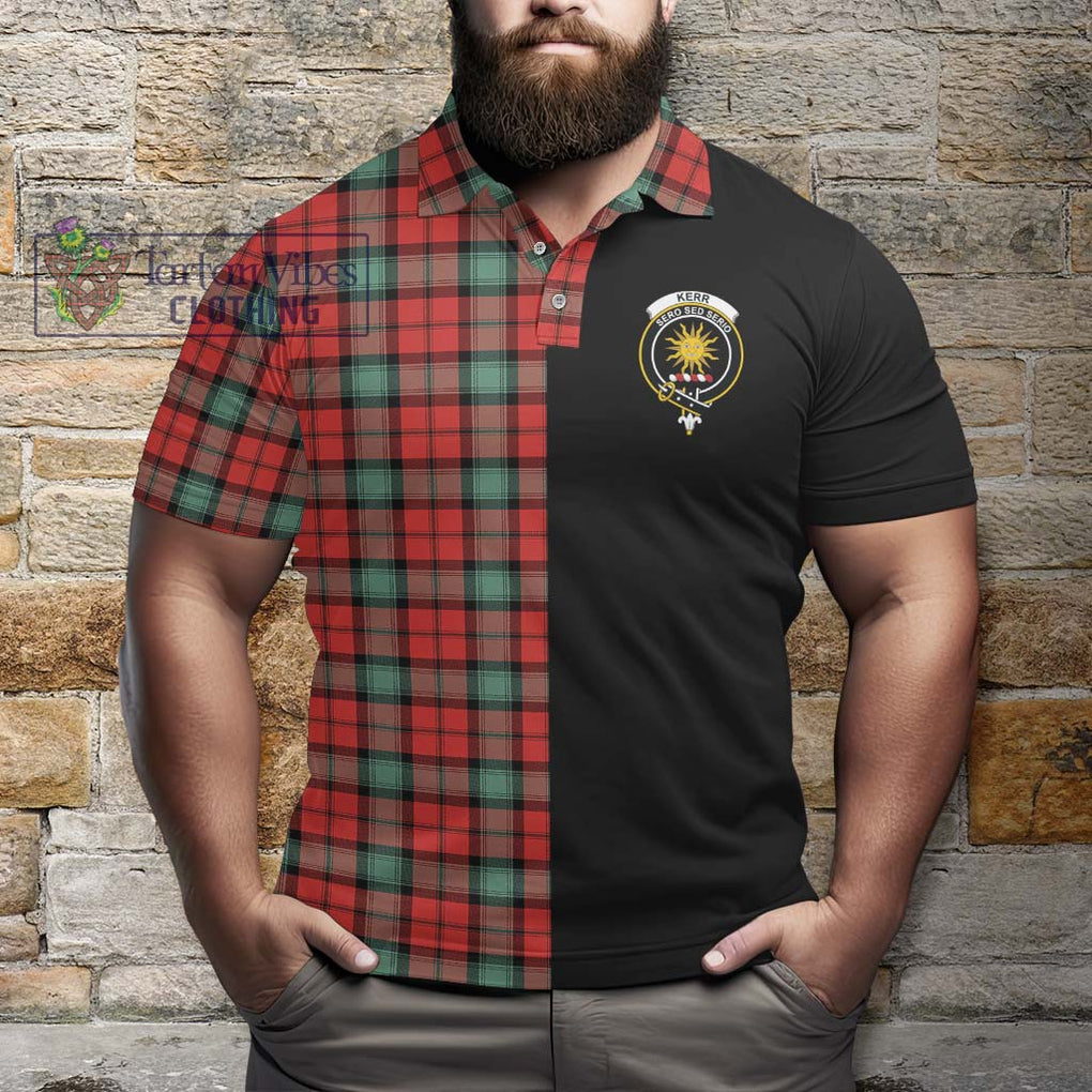 Kerr Ancient Tartan Polo Shirt with Family Crest and Half Of Me Style - Tartanvibesclothing Shop