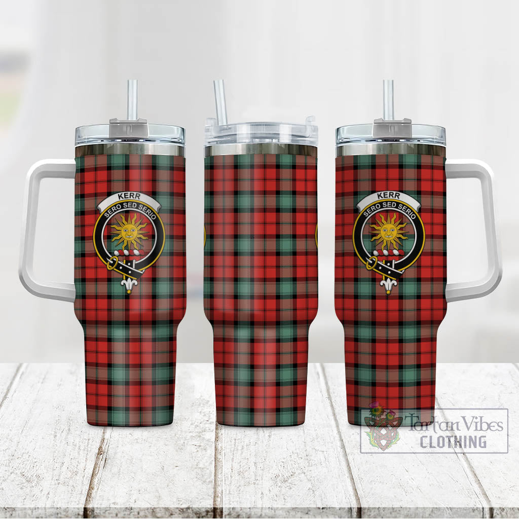 Tartan Vibes Clothing Kerr Ancient Tartan and Family Crest Tumbler with Handle