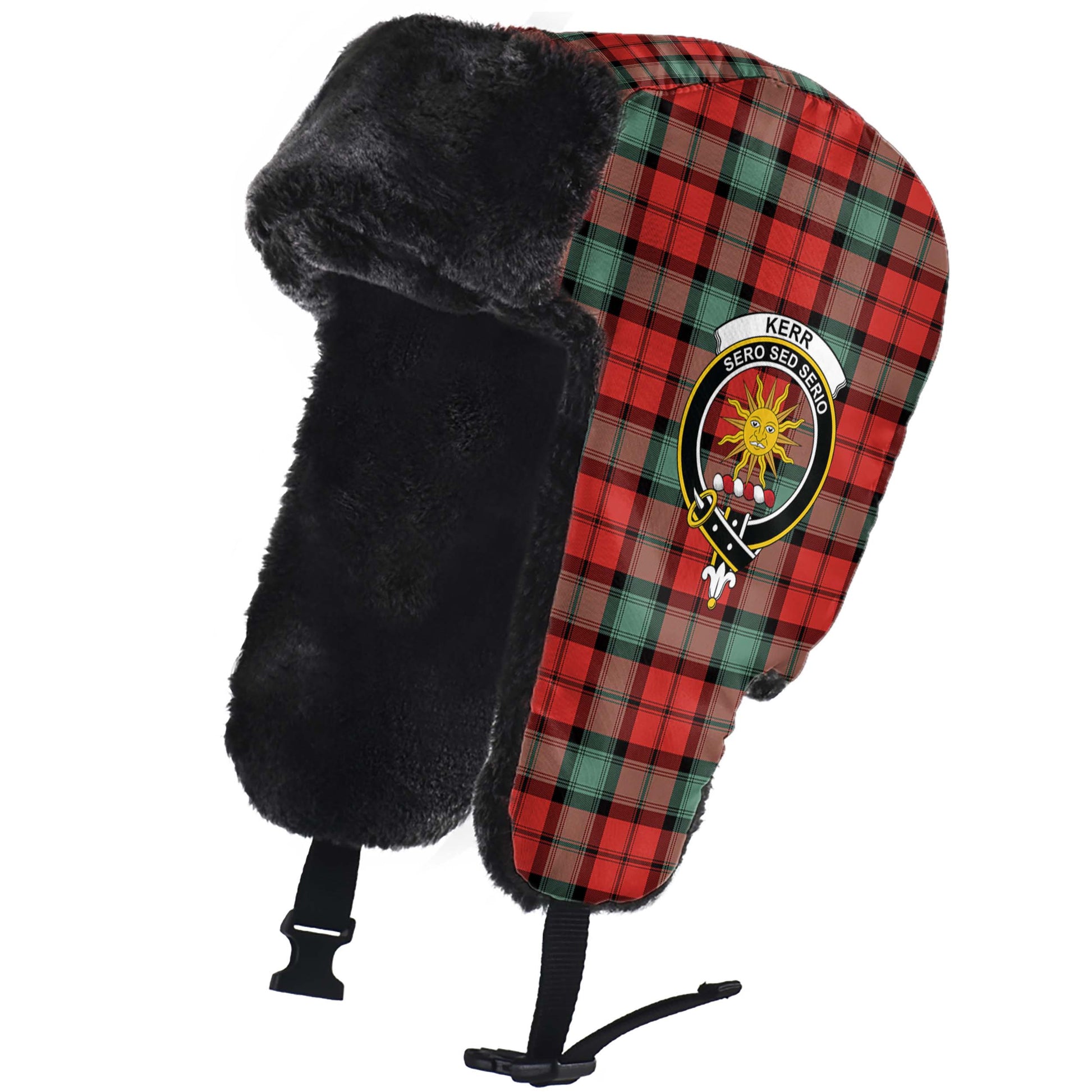 Kerr Ancient Tartan Winter Trapper Hat with Family Crest - Tartanvibesclothing