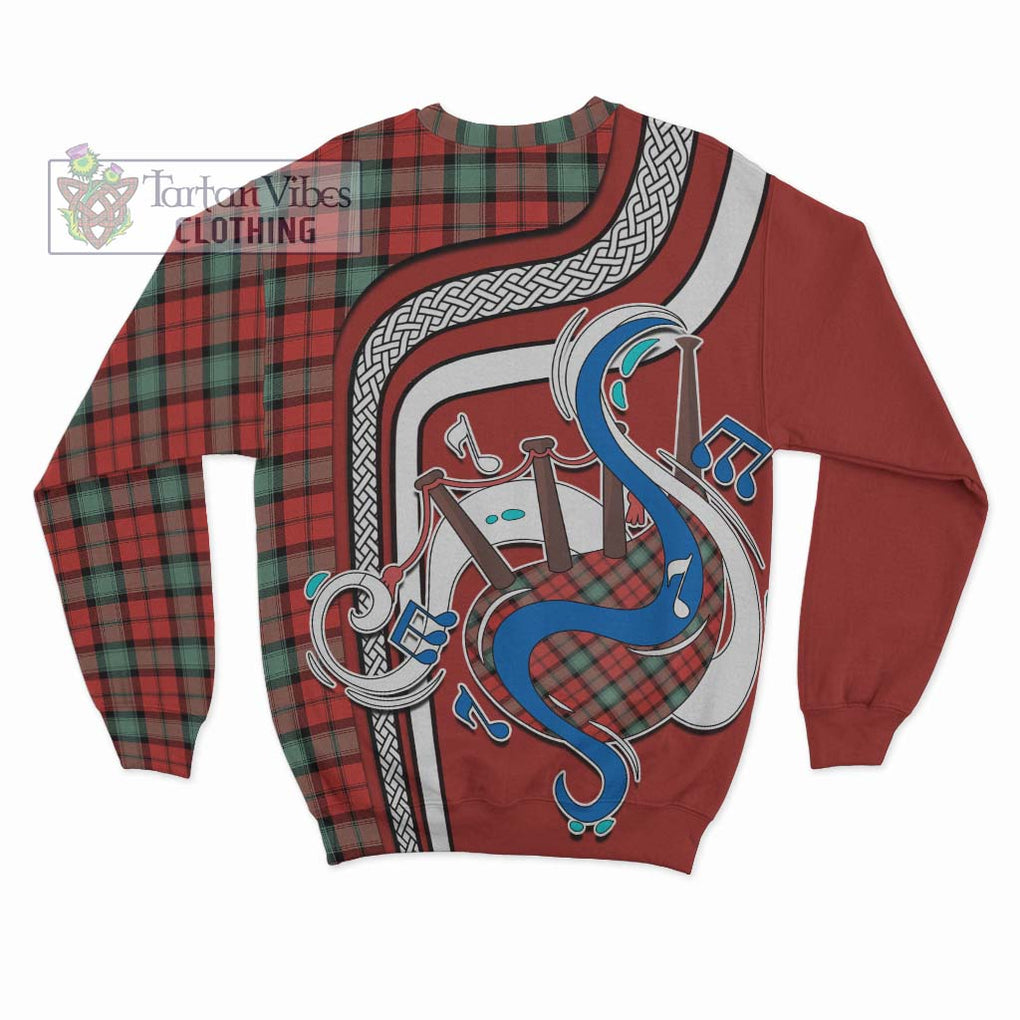 Tartan Vibes Clothing Kerr Ancient Tartan Sweatshirt with Epic Bagpipe Style