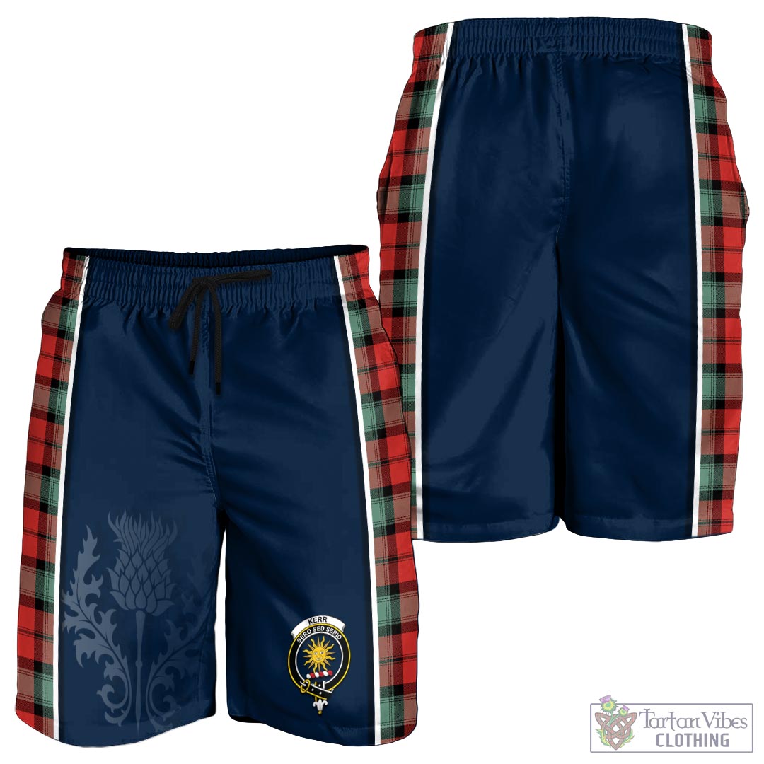 Tartan Vibes Clothing Kerr Ancient Tartan Men's Shorts with Family Crest and Scottish Thistle Vibes Sport Style