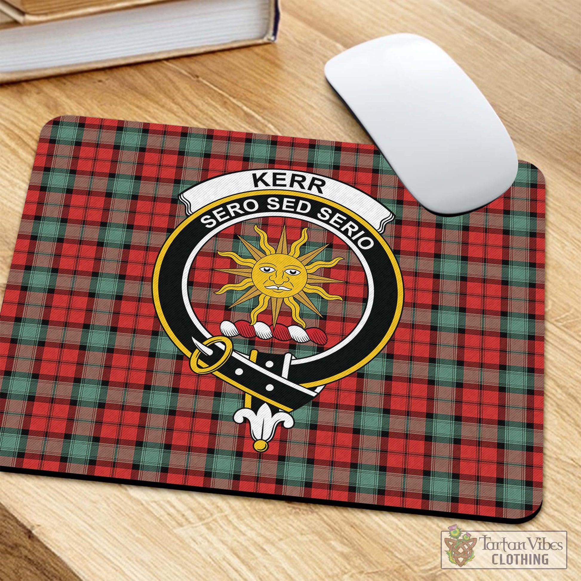 Tartan Vibes Clothing Kerr Ancient Tartan Mouse Pad with Family Crest