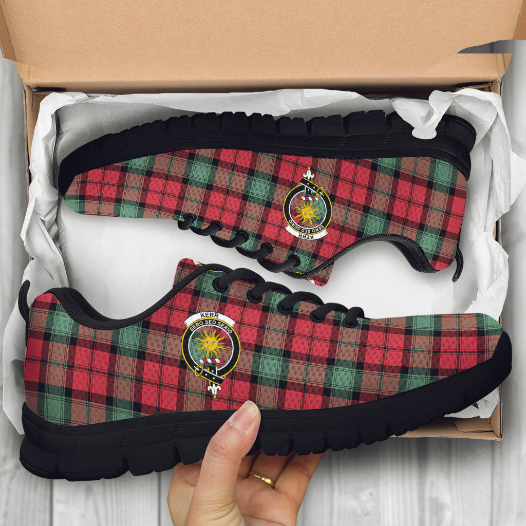 Kerr Ancient Tartan Sneakers with Family Crest - Tartan Vibes Clothing