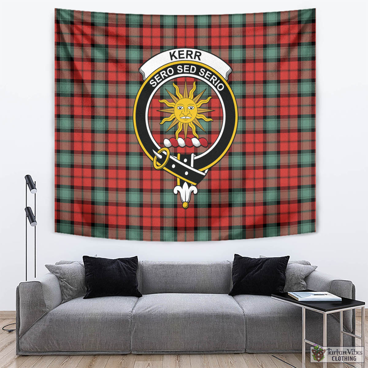 Tartan Vibes Clothing Kerr Ancient Tartan Tapestry Wall Hanging and Home Decor for Room with Family Crest