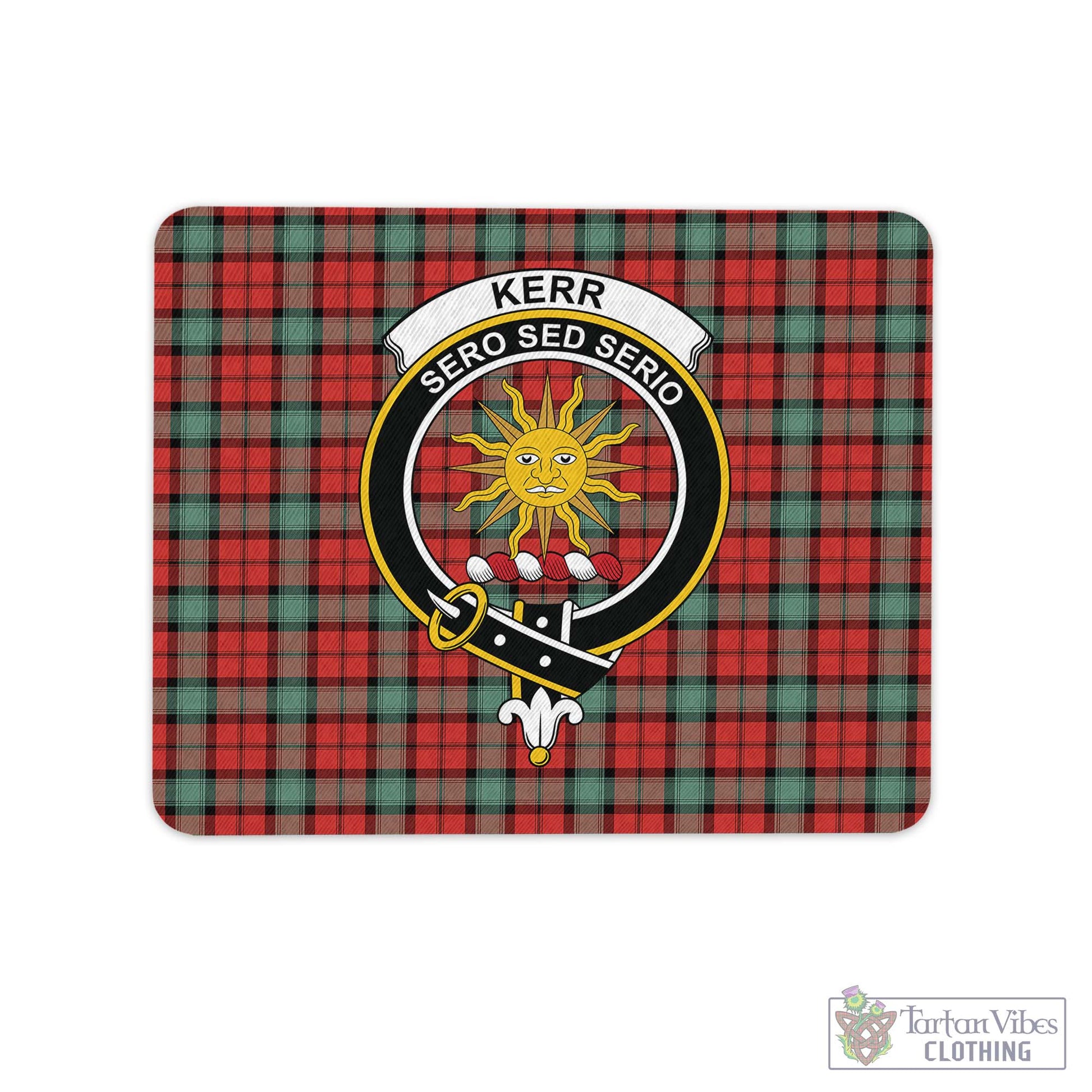 Tartan Vibes Clothing Kerr Ancient Tartan Mouse Pad with Family Crest