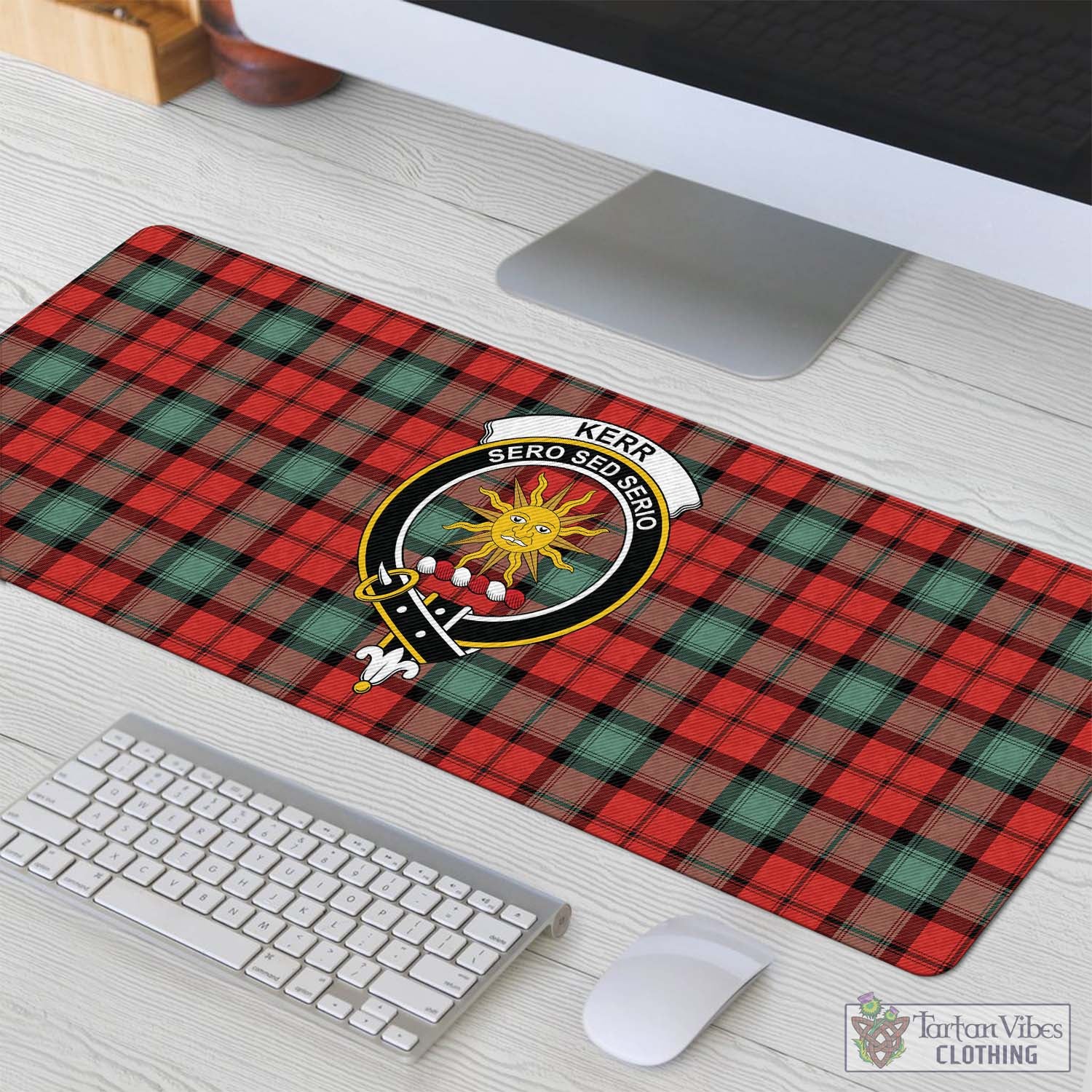 Tartan Vibes Clothing Kerr Ancient Tartan Mouse Pad with Family Crest