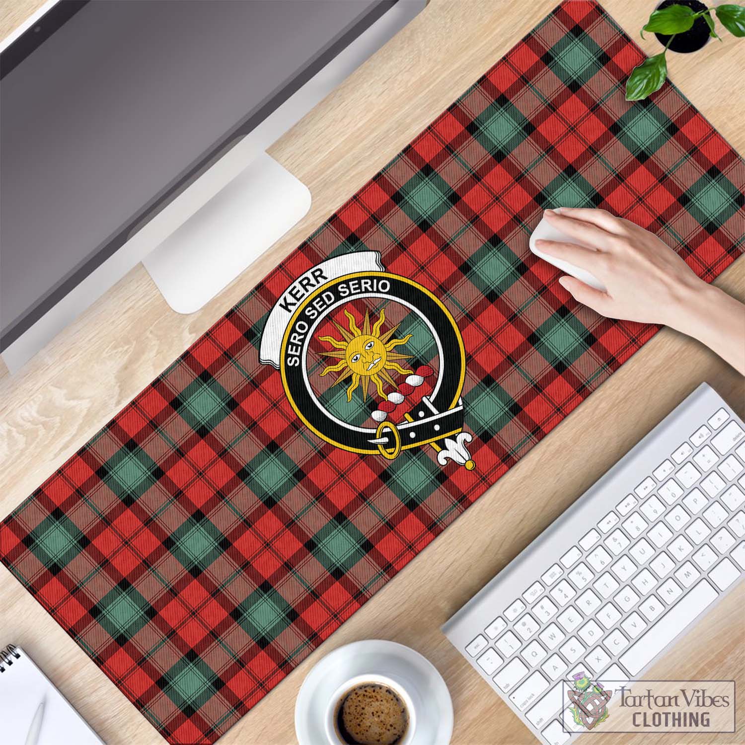 Tartan Vibes Clothing Kerr Ancient Tartan Mouse Pad with Family Crest