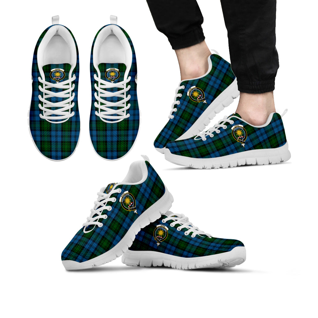 Kerr Hunting Tartan Sneakers with Family Crest Kid's Sneakers - Tartan Vibes Clothing