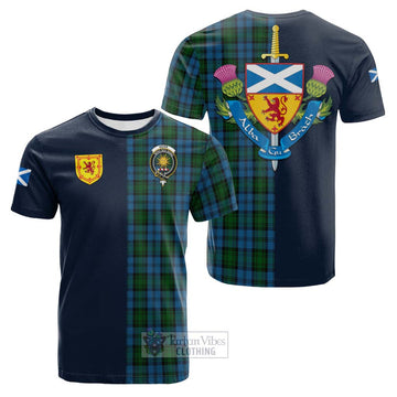 Kerr Hunting Tartan Cotton T-shirt Alba with Scottish Lion Royal Arm Half Style