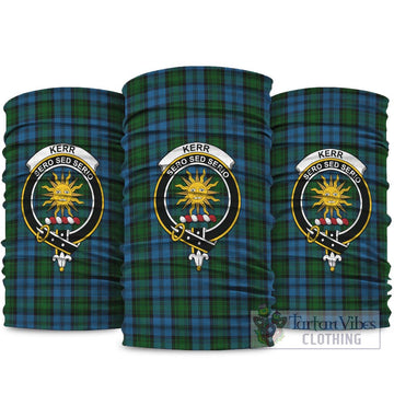 Kerr Hunting Tartan Neck Gaiters, Tartan Bandanas, Tartan Head Band with Family Crest