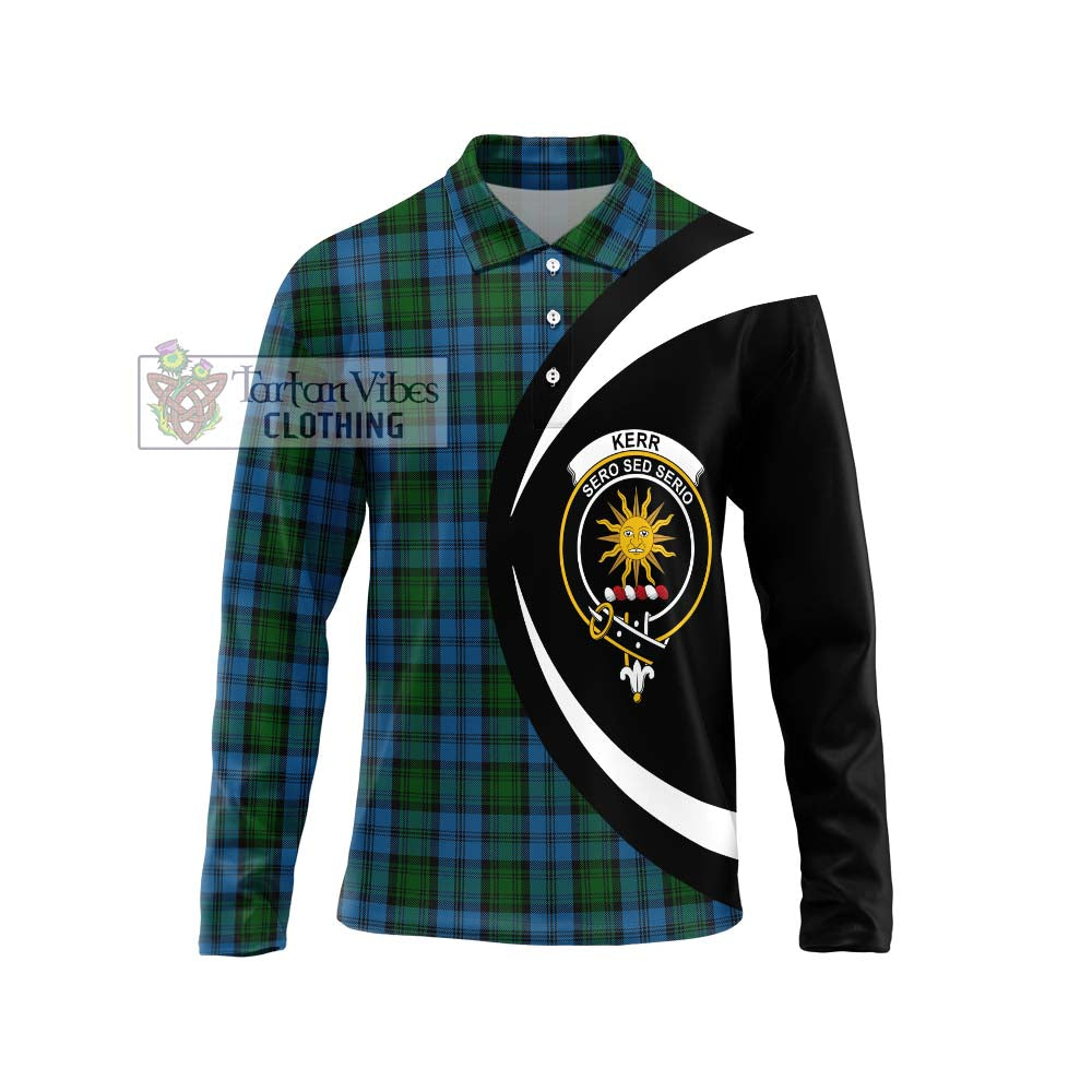 Kerr Hunting Tartan Long Sleeve Polo Shirt with Family Crest Circle Style Unisex - Tartan Vibes Clothing