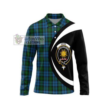 Kerr Hunting Tartan Long Sleeve Polo Shirt with Family Crest Circle Style