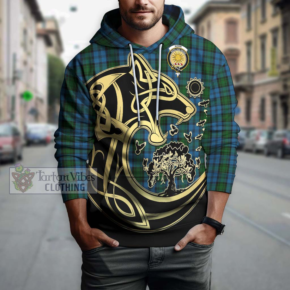 Kerr Hunting Tartan Hoodie with Family Crest Celtic Wolf Style Zip Hoodie - Tartan Vibes Clothing