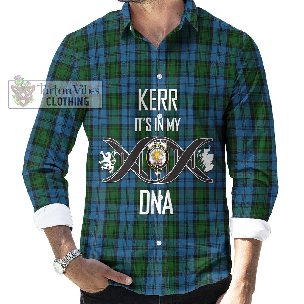 Kerr Hunting Tartan Long Sleeve Button Shirt with Family Crest DNA In Me Style Men's Shirt S - Tartanvibesclothing Shop