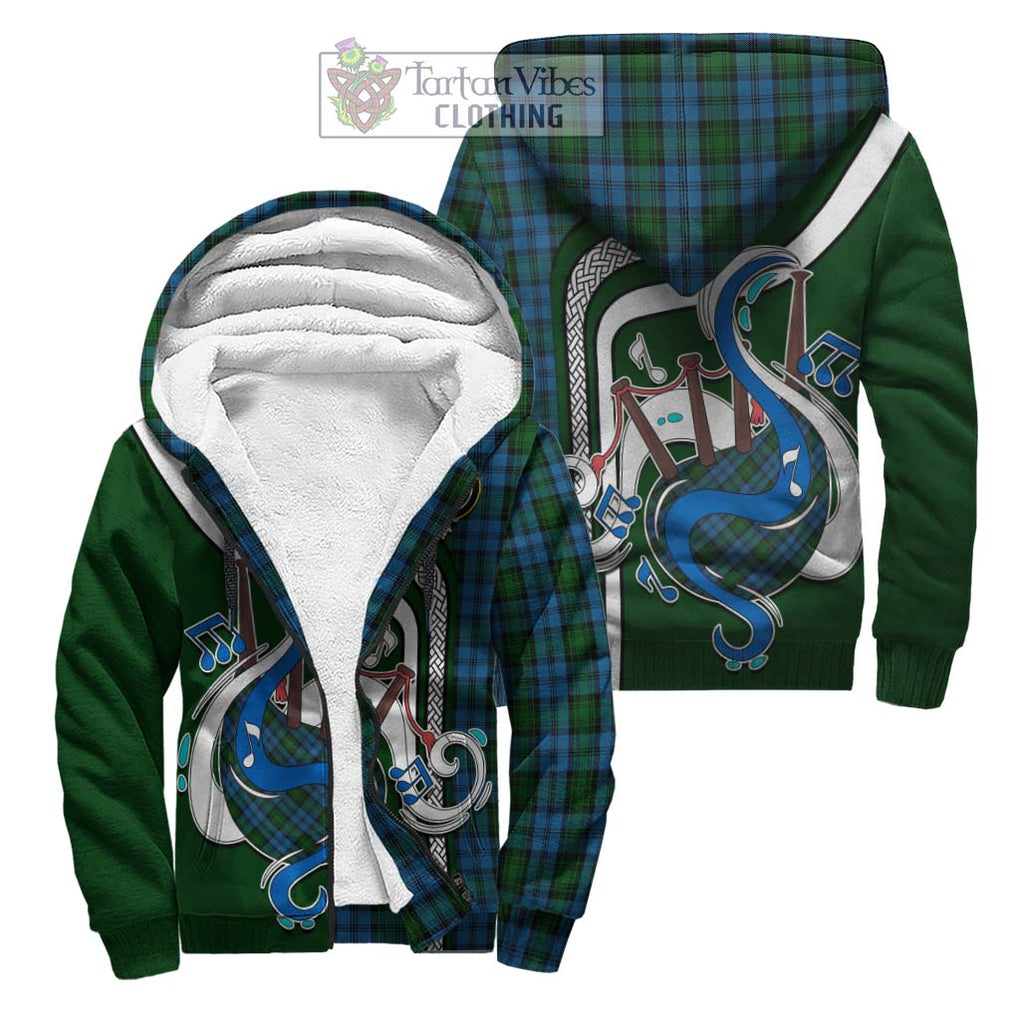 Kerr Hunting Tartan Sherpa Hoodie with Epic Bagpipe Style Unisex S - Tartanvibesclothing Shop