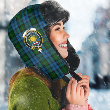 Kerr Hunting Tartan Winter Trapper Hat with Family Crest