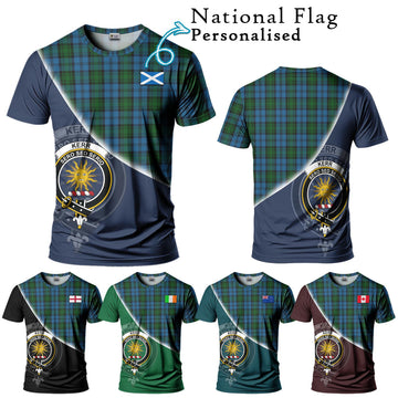 Kerr Hunting Tartan T-Shirt with Personalised National Flag and Family Crest Half Style