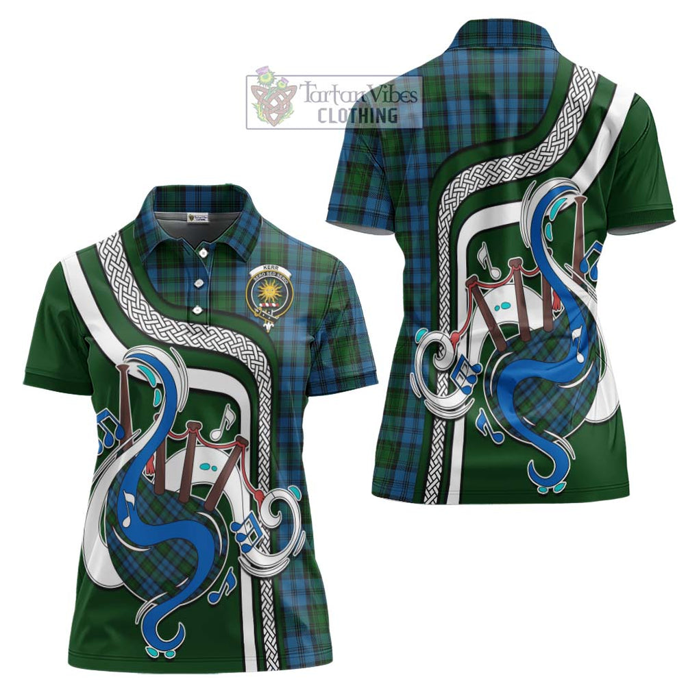 Kerr Hunting Tartan Women's Polo Shirt with Epic Bagpipe Style Women - Tartanvibesclothing Shop