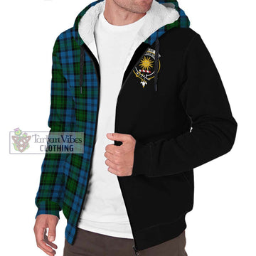 Kerr Hunting Tartan Sherpa Hoodie with Family Crest and Half Of Me Style