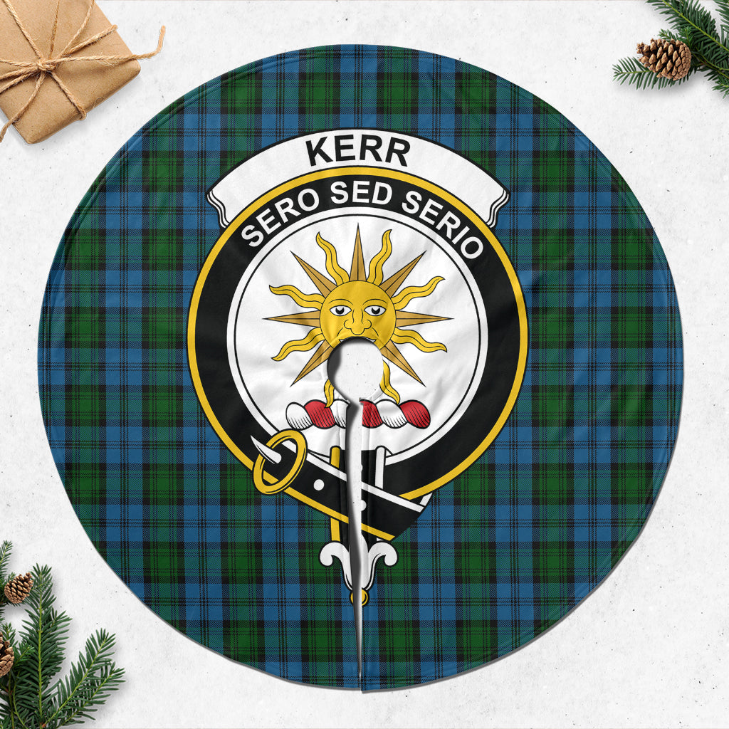 Kerr Hunting Tartan Christmas Tree Skirt with Family Crest - Tartanvibesclothing