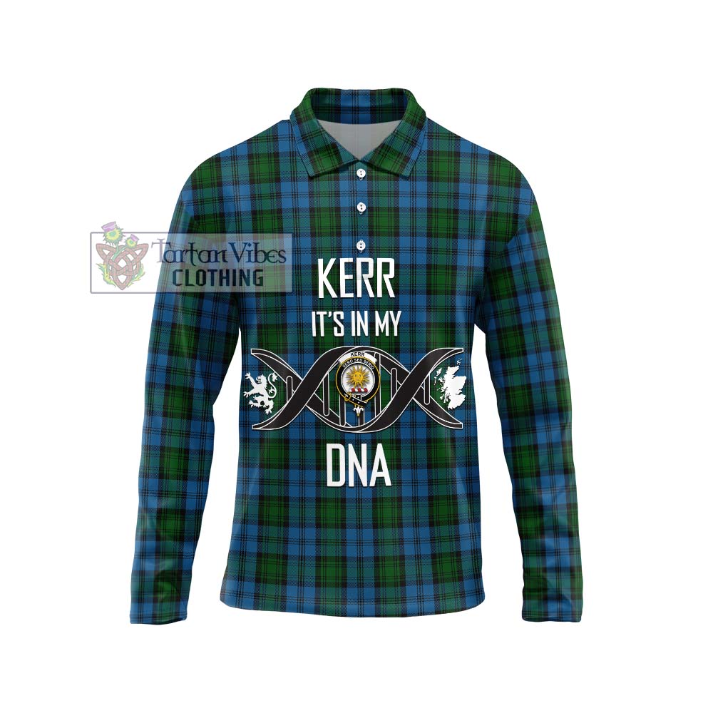 Kerr Hunting Tartan Long Sleeve Polo Shirt with Family Crest DNA In Me Style Unisex - Tartanvibesclothing Shop