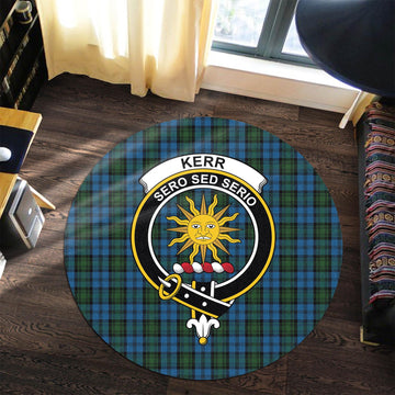 Kerr Hunting Tartan Round Rug with Family Crest