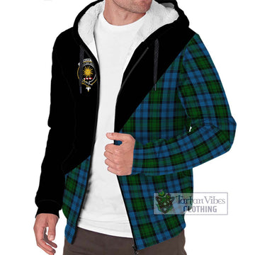 Kerr Hunting Tartan Sherpa Hoodie with Family Crest and Military Logo Style