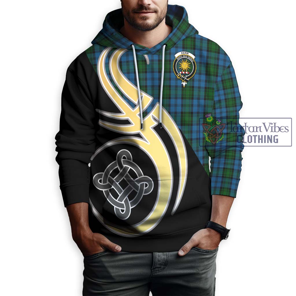 Kerr Hunting Tartan Hoodie with Family Crest and Celtic Symbol Style Zip Hoodie - Tartan Vibes Clothing