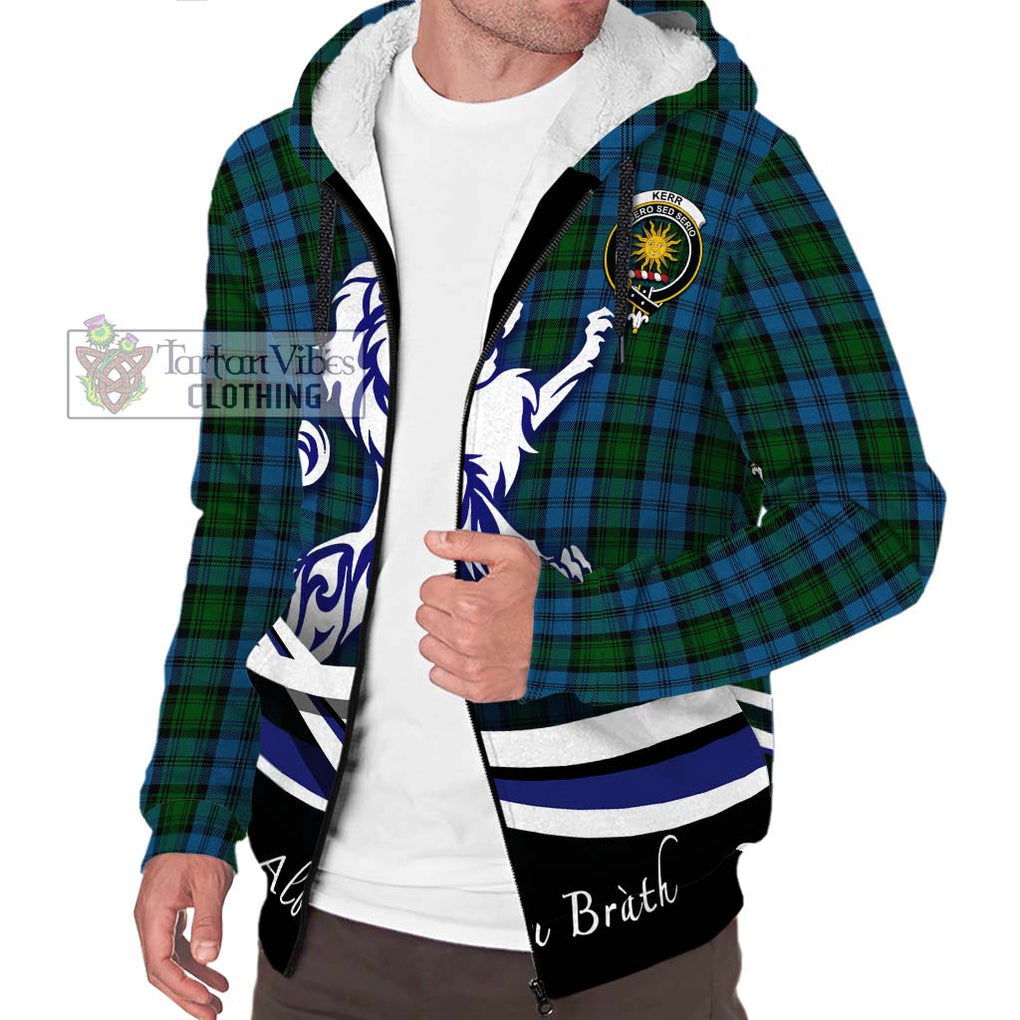 Kerr Hunting Tartan Sherpa Hoodie with Alba Gu Brath Regal Lion Emblem Unisex S - Tartanvibesclothing Shop