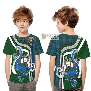 Kerr Hunting Tartan Kid T-Shirt with Epic Bagpipe Style