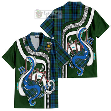 Kerr Hunting Tartan Short Sleeve Button Shirt with Epic Bagpipe Style