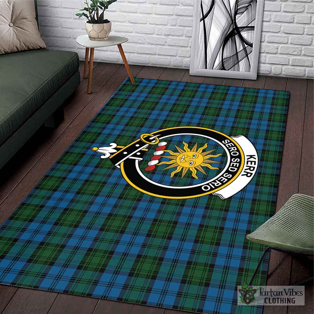 Tartan Vibes Clothing Kerr Hunting Tartan Area Rug with Family Crest