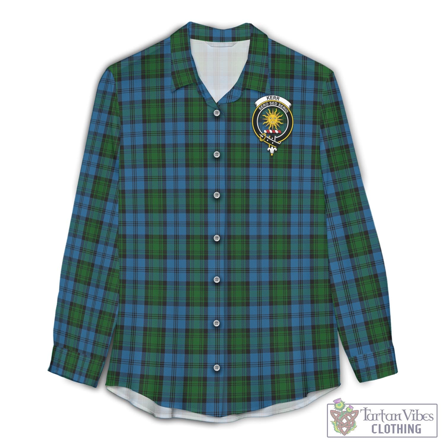 Tartan Vibes Clothing Kerr Hunting Tartan Womens Casual Shirt with Family Crest