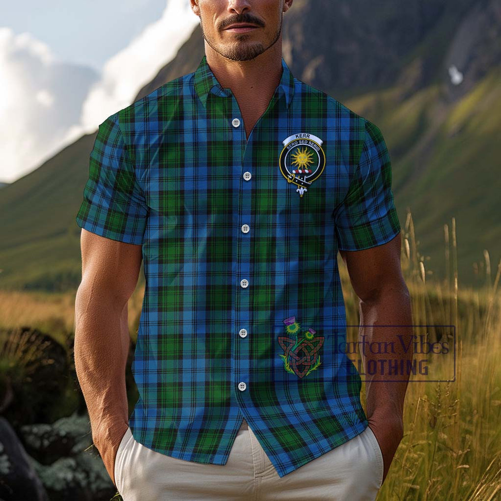 Kerr Hunting Tartan Cotton Hawaiian Shirt with Family Crest Adult - Tartan Vibes Clothing