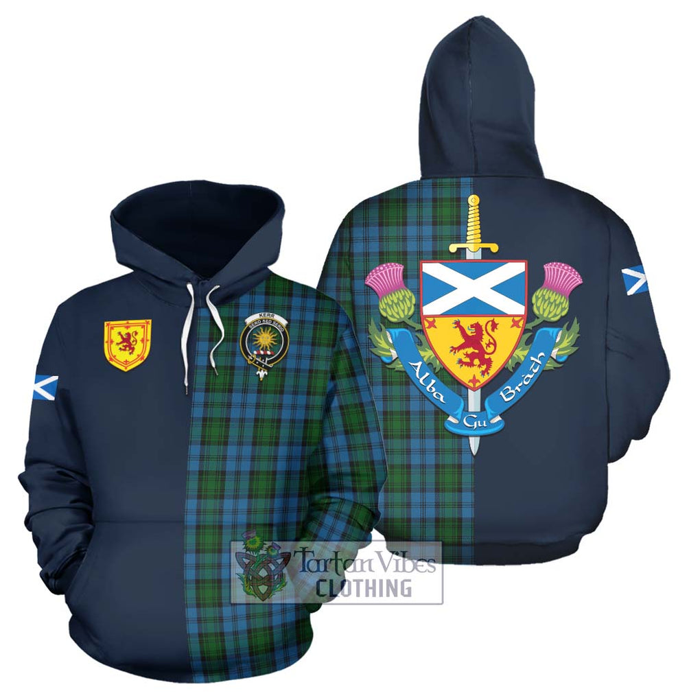 Tartan Vibes Clothing Kerr Hunting Tartan Hoodie with Scottish Lion Royal Arm Half Style