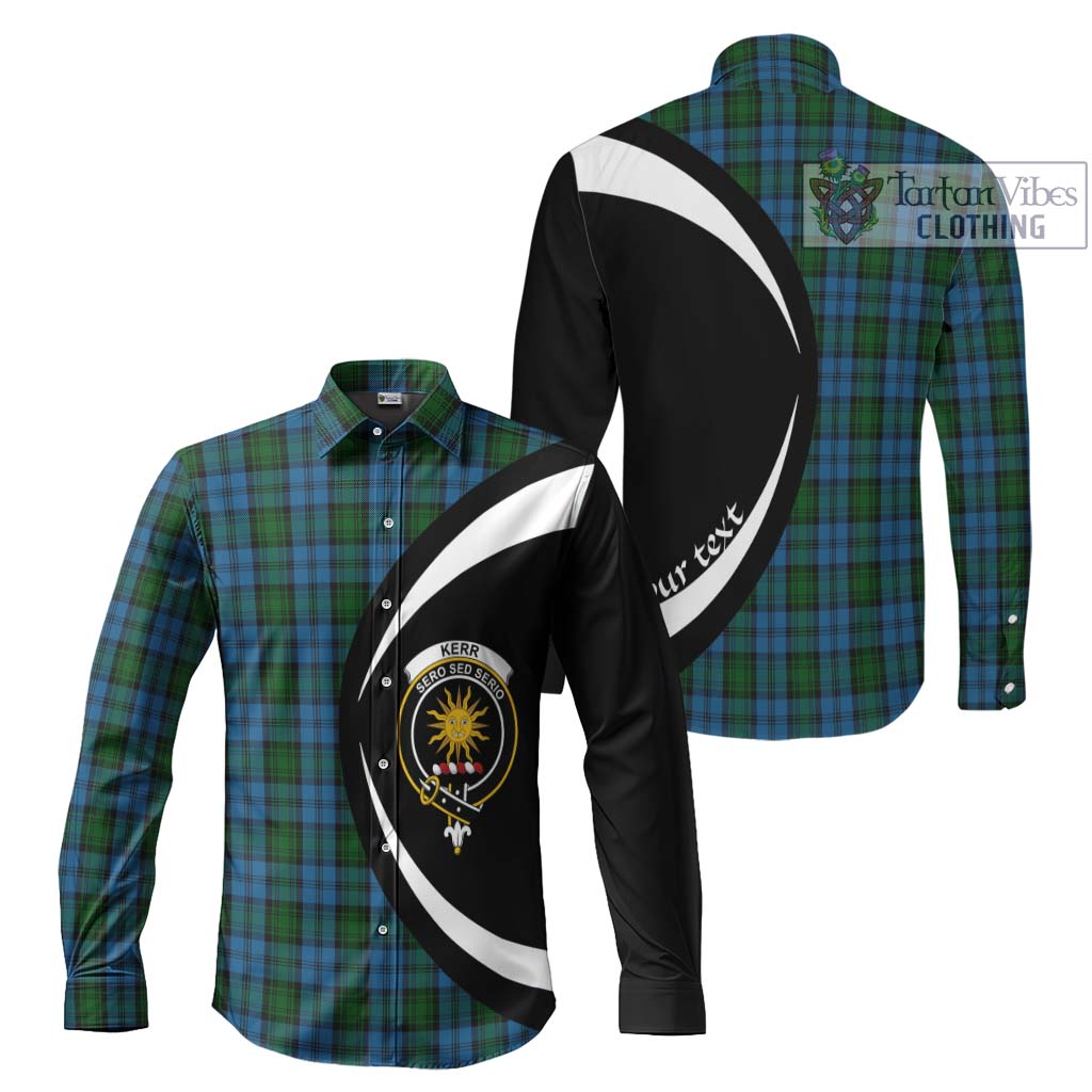 Kerr Hunting Tartan Long Sleeve Button Up with Family Crest Circle Style Men's Shirt S - Tartan Vibes Clothing