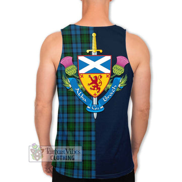 Kerr Hunting Tartan Men's Tank Top Alba with Scottish Lion Royal Arm Half Style