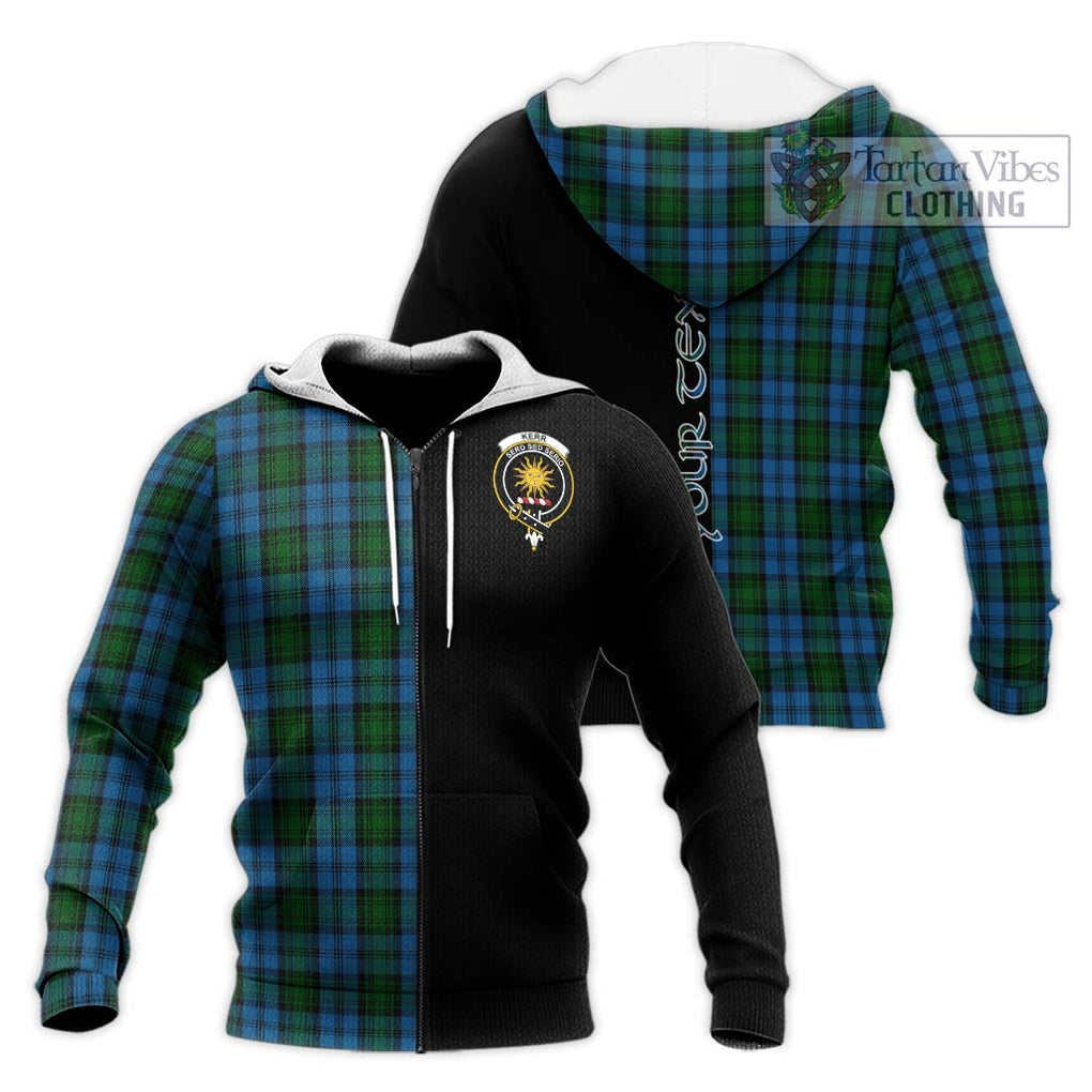 Kerr Hunting Tartan Knitted Hoodie with Family Crest and Half Of Me Style Unisex Knitted Zip Hoodie - Tartanvibesclothing Shop