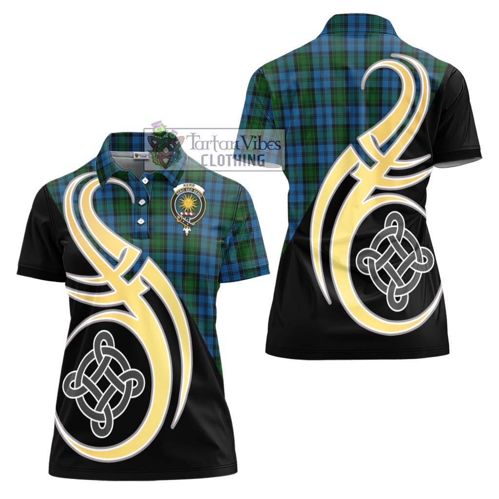 Kerr Hunting Tartan Women's Polo Shirt with Family Crest and Celtic Symbol Style - Tartan Vibes Clothing